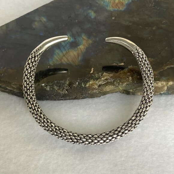 Sterling Silver 925 Heavy Interwoven Braided Weaved 6MM Cuff Bracelet 7" 30g - Picture 6 of 16